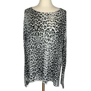 NWT H&M | White & Black Leopard Print Oversized Knit Sweater | Women's Large